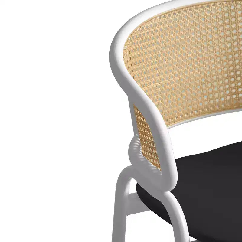 LeisureMod Ervilla - Lot de 4 chaises de salle à manger en osier avec dossier en U, assise en cuir et structure en acier - Sièges modernes pour cuisine, salle à manger, café