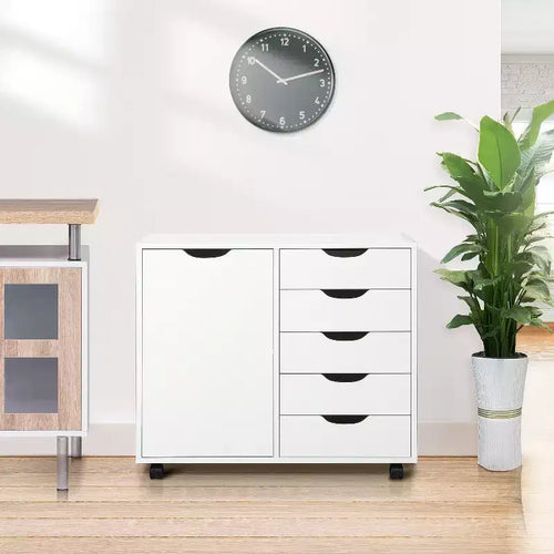 5-Drawer Office File Storage Cabinet with Shelves, Wooden File Cabinets for Home Office Lateral Mobile File Cabinet