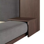 Lit de plateforme rembourré au sol de taille Queen/King avec tête de lit rembourrée et table de chevet, pas besoin de sommier tapissier, gris-ModernLuxe