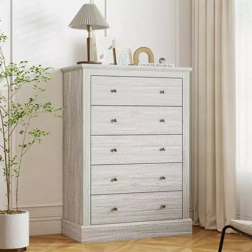 Commode de ferme à 5 tiroirs avec plateau en bois Chêne sale