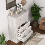 Commode de ferme à 5 tiroirs avec plateau en bois Chêne sale