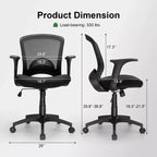 Chaise de bureau ergonomique en maille avec dossier en S, support lombaire, hauteur réglable, capacité de 150 kg