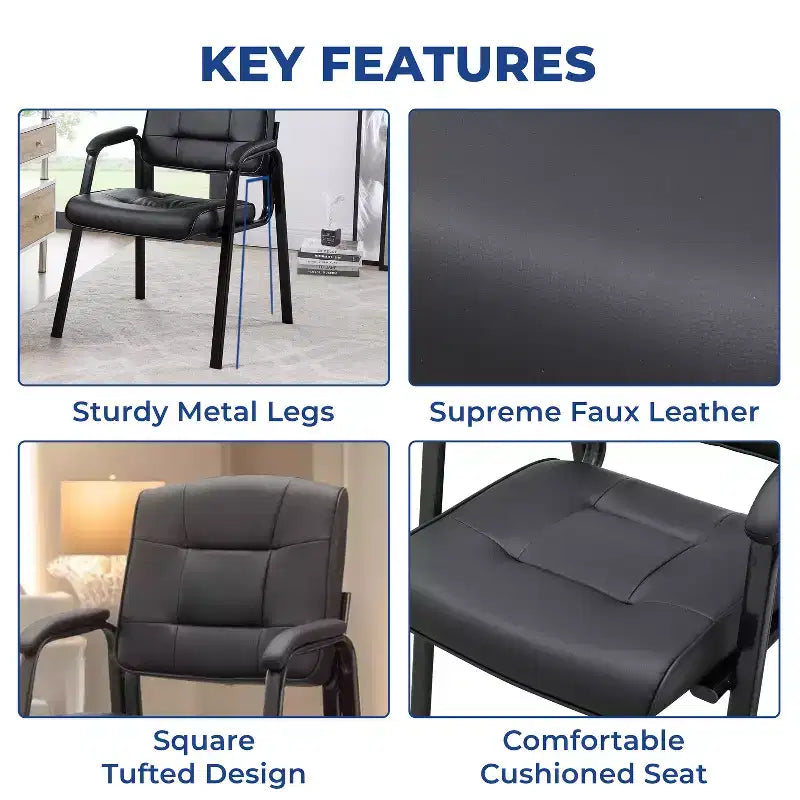 Chaise visiteur en faux cuir Home Imports Emporium, piètement luge, sièges de bureau pour visiteurs, lot de 2/4/6/8