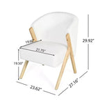 Fauteuil d'appoint moderne avec revêtement blanc et cadre en bois massif, fauteuil de salon minimaliste pour salon, chambre ou bureau