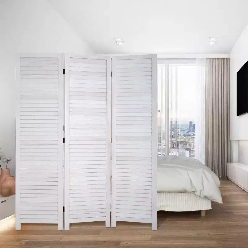 Paravent en bois FDW 3/4/6 panneaux de 1,75 m, séparateur de pièce, cloison de confidentialité avec lattes réglables, paravent polyvalent et élégant