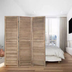 Paravent en bois FDW 3/4/6 panneaux de 1,75 m, séparateur de pièce, cloison de confidentialité avec lattes réglables, paravent polyvalent et élégant