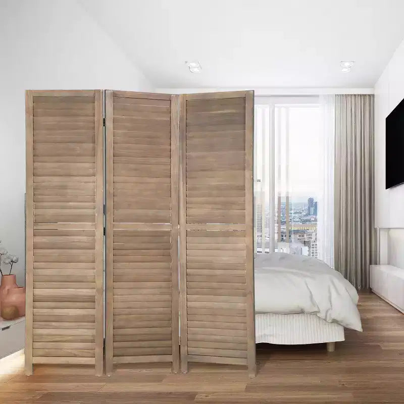 Paravent en bois FDW 3/4/6 panneaux de 1,75 m, séparateur de pièce, cloison de confidentialité avec lattes réglables, paravent polyvalent et élégant