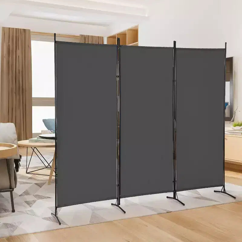 FDW Séparateur de pièce polyvalent à 3 panneaux Pliable Écran d'intimité avec cadre en métal Séparateur d'espace Mur de fond Séparateurs de pièce autoportants