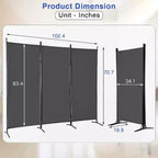 FDW Séparateur de pièce polyvalent à 3 panneaux Pliable Écran d'intimité avec cadre en métal Séparateur d'espace Mur de fond Séparateurs de pièce autoportants