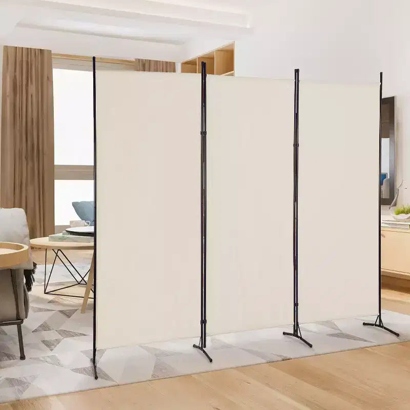 FDW Séparateur de pièce polyvalent à 3 panneaux Pliable Écran d'intimité avec cadre en métal Séparateur d'espace Mur de fond Séparateurs de pièce autoportants