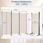 FDW Séparateur de pièce polyvalent à 3 panneaux Pliable Écran d'intimité avec cadre en métal Séparateur d'espace Mur de fond Séparateurs de pièce autoportants