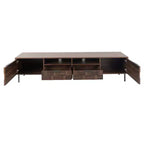 Meuble TV Mid-century avec 2 tiroirs, Table console multimédia pour TV jusqu'à 85 pouces, Meuble de rangement avec 2 armoires, Marron foncé - HABITRIO
