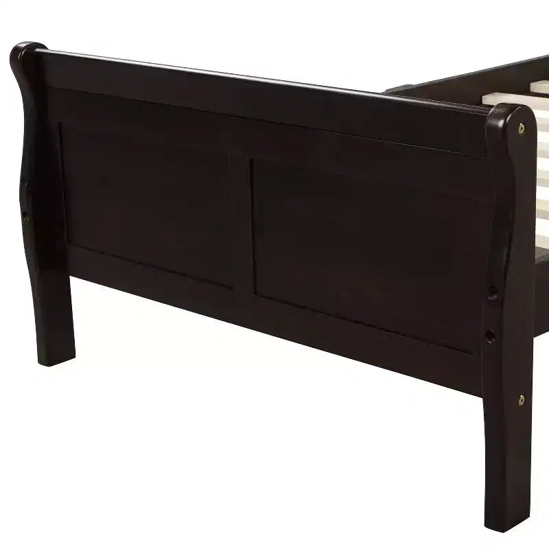 Lit plateforme Whisen Wood avec design traîneau, tête de lit, pied de lit et support à lattes robuste