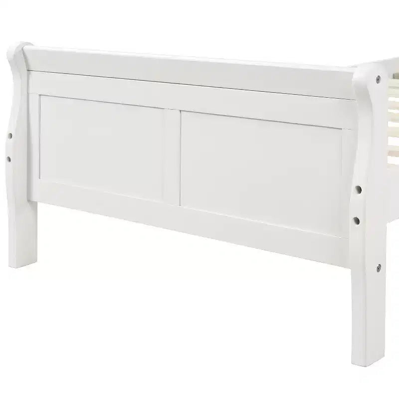 Lit plateforme Whisen Wood avec design traîneau, tête de lit, pied de lit et support à lattes robuste