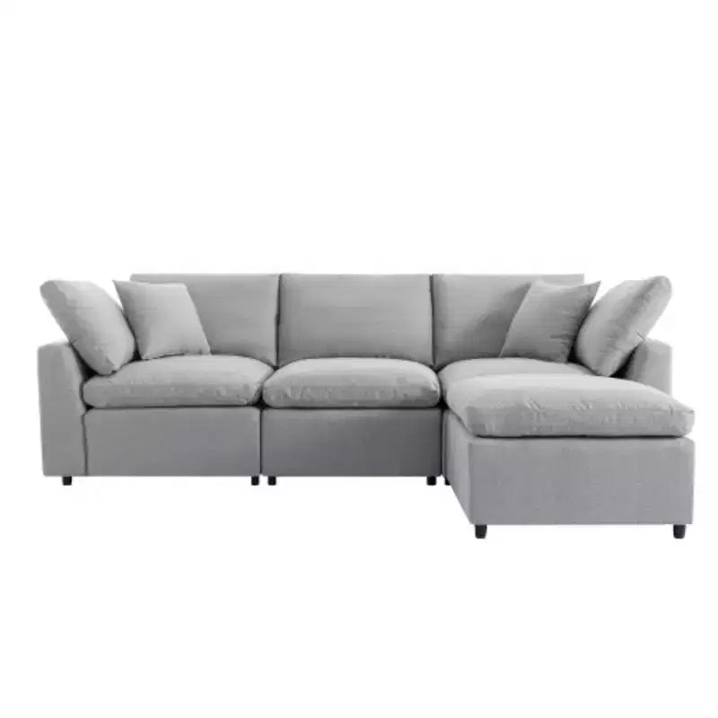 Canapé sectionnel convertible rembourré en duvet, canapé en L avec méridienne réversible