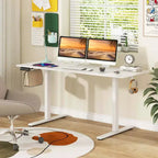 Bureau assis-debout électrique réglable en hauteur Costway 63 x 24 pouces naturel/marron/blanc