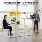 Bureau assis-debout électrique réglable en hauteur Costway 63 x 24 pouces naturel/marron/blanc