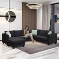 7-Seat Modular?Sectional Sofa Set: L-Shape Fabric?Corner Couch?with Ottoman & 3 Pillows