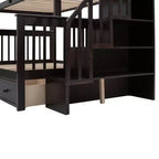 Lit superposé Whisen avec escalier, tiroir, rangement et barrière de sécurité