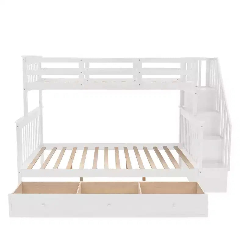 Lit superposé Whisen avec escalier, tiroir, rangement et barrière de sécurité