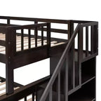Lit superposé Whisen avec escalier, tiroir, rangement et barrière de sécurité