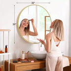 Miroir mural circulaire de 30 pouces, miroir suspendu pour au-dessus de l'évier, miroir suspendu de salle de bain