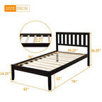 Lit plateforme minimaliste en bois double Whisen avec tête de lit/support à lattes en bois