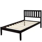 Lit plateforme minimaliste en bois double Whisen avec tête de lit/support à lattes en bois