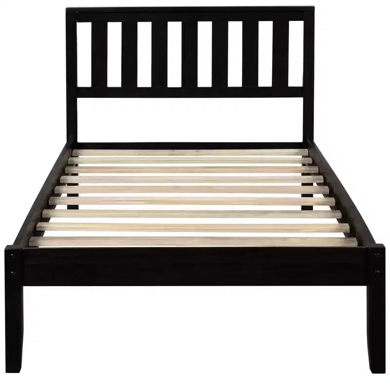 Lit plateforme minimaliste en bois double Whisen avec tête de lit/support à lattes en bois