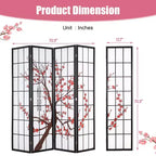 FDW Séparateur de pièce pliable élégant 4 panneaux, paravent de 1,8 m, séparateur d'intimité pliable avec cadre en bois massif, panneaux Shoji