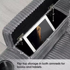 GDFStudio Daniel 106 Canapé d'angle modulable en velours côtelé avec accoudoirs de rangement et porte-gobelets