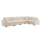 GDFStudio Daniel 106 Corduroy Convertible L Shaped Corner Sofa/Couch with Armrest Storage,Cup Holders