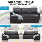 Canapé d'angle réversible Home Imports Emporium avec couchage, canapé convertible avec méridienne de rangement, design peu encombrant pour salons modernes