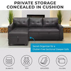 Canapé d'angle réversible Home Imports Emporium avec couchage, canapé convertible avec méridienne de rangement, design peu encombrant pour salons modernes