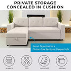 Canapé d'angle réversible Home Imports Emporium avec couchage, canapé convertible avec méridienne de rangement, design peu encombrant pour salons modernes