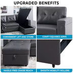 Canapé d'angle réversible Home Imports Emporium avec couchage, canapé convertible avec méridienne de rangement, design peu encombrant pour salons modernes