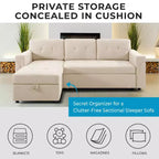 Canapé d'angle réversible Home Imports Emporium avec couchage, canapé convertible avec méridienne de rangement, design peu encombrant pour salons modernes