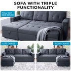 Canapé d'angle réversible Home Imports Emporium avec couchage, canapé convertible avec méridienne de rangement, design peu encombrant pour salons modernes