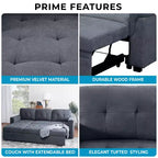 Canapé d'angle réversible Home Imports Emporium avec couchage, canapé convertible avec méridienne de rangement, design peu encombrant pour salons modernes