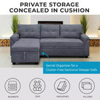 Canapé d'angle réversible Home Imports Emporium avec couchage, canapé convertible avec méridienne de rangement, design peu encombrant pour salons modernes
