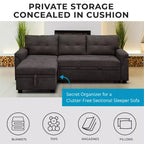 Canapé d'angle réversible Home Imports Emporium avec couchage, canapé convertible avec méridienne de rangement, design peu encombrant pour salons modernes