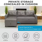 Canapé d'angle réversible Home Imports Emporium avec couchage, canapé convertible avec méridienne de rangement, design peu encombrant pour salons modernes