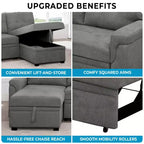 Canapé d'angle réversible Home Imports Emporium avec couchage, canapé convertible avec méridienne de rangement, design peu encombrant pour salons modernes