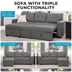Canapé d'angle réversible Home Imports Emporium avec couchage, canapé convertible avec méridienne de rangement, design peu encombrant pour salons modernes
