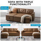 Canapé d'angle réversible Home Imports Emporium avec couchage, canapé convertible avec méridienne de rangement, design peu encombrant pour salons modernes