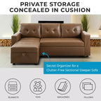 Canapé d'angle réversible Home Imports Emporium avec couchage, canapé convertible avec méridienne de rangement, design peu encombrant pour salons modernes