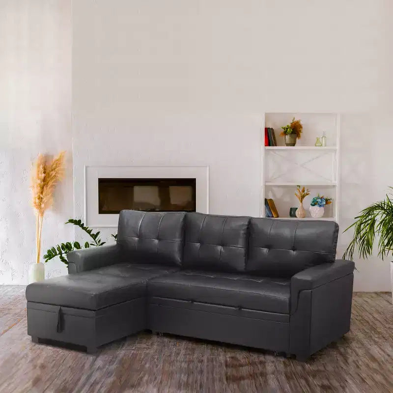 Home Imports Emporium Reversible Sleeper Sectional Sofa  Convertible Couch with Storage Chaise, Space-Saving Design for Modern Living Rooms