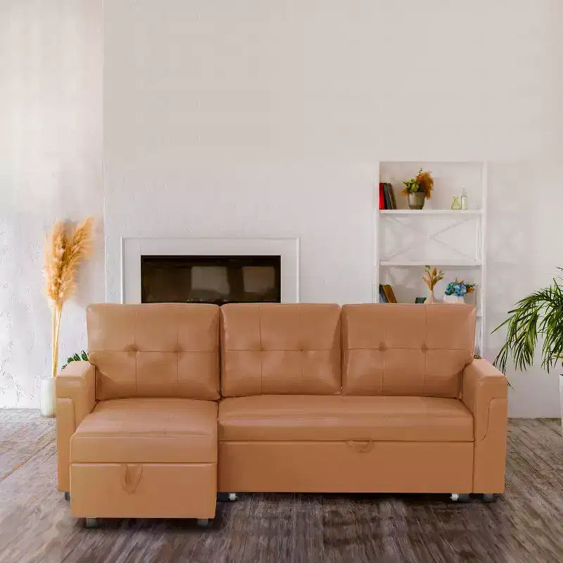 Canapé d'angle réversible Home Imports Emporium avec couchage, canapé convertible avec méridienne de rangement, design peu encombrant pour salons modernes