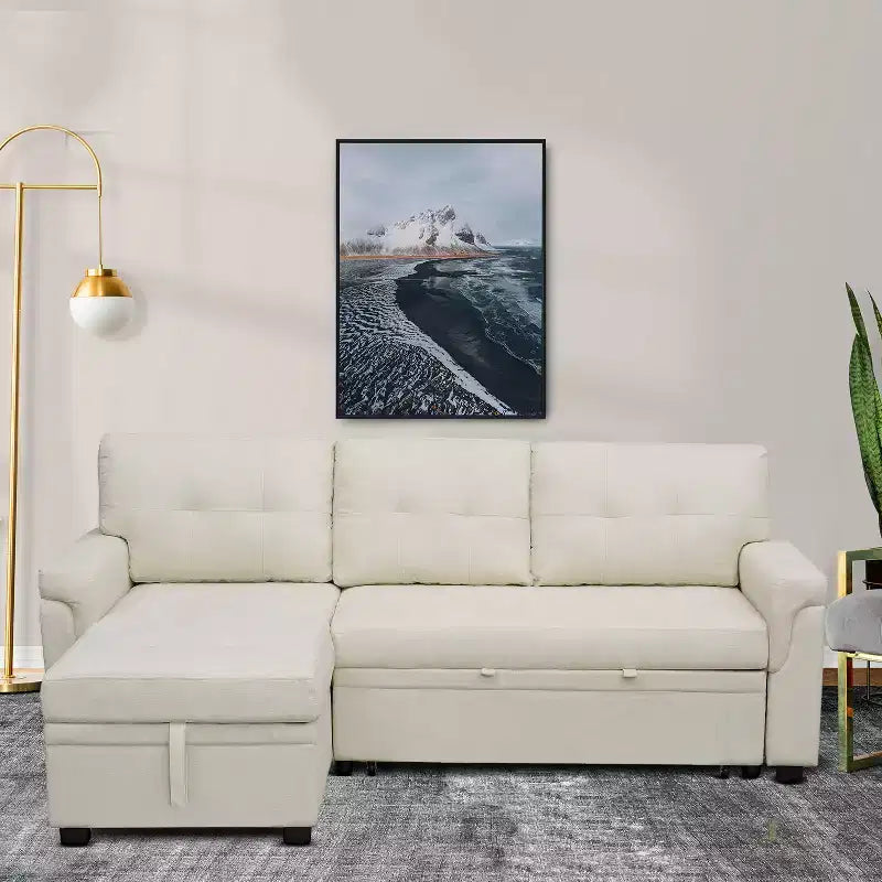 Canapé d'angle réversible Home Imports Emporium avec couchage, canapé convertible avec méridienne de rangement, design peu encombrant pour salons modernes