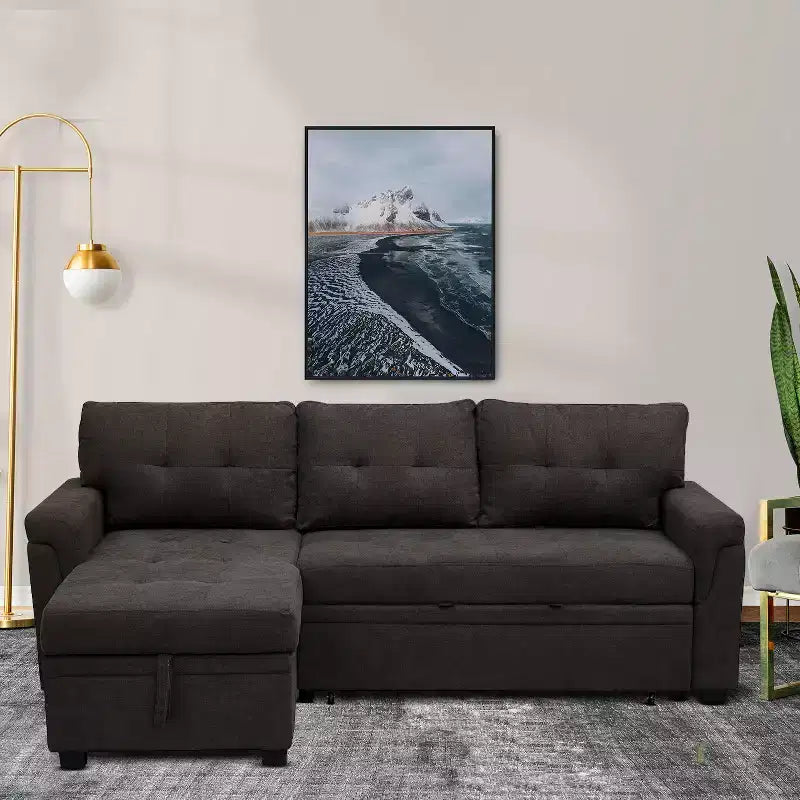 Canapé d'angle réversible Home Imports Emporium avec couchage, canapé convertible avec méridienne de rangement, design peu encombrant pour salons modernes